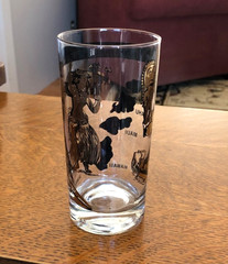 Vtg HighBall Glass Hawaii Islands Souvenir Hula Surfing Outrigger Diamond Head