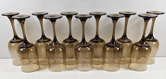 11 Libbey Connoisseur Tawny Water Goblets Set Vintage Elegant Stemware Retro Lot
