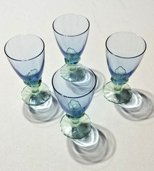 Vintage Bromoil Rocco Bahia Blue Tint Bowl Green Base Set of 4 Fast Shipping