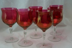 West Virginia Glass Specialty Rose Lustre (6) Water Goblets, 6 5/8″