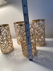 VINTAGE BARWARE ICE TEA DRINK GLASSES 22K Gold Glasses, 6” Set Of 4