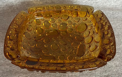 Libbey Bubble Ashtray Amber 8 inches