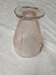 Pair of Jeannette Cherry Blossom Pink depression glass scalloped-footed tumblers