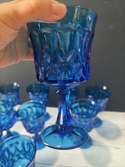 Set of 10 Vintage Noritake Perspective Cobalt Blue Water Wine Goblets 6 1/2 Inch