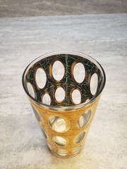 Vintage Pisa 22 Karat Crackled Glass Highball Tumbler by Culver