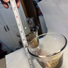 Pair Of Vintage Amber To Clear Gradient Wine Glasses With Bubble Stems