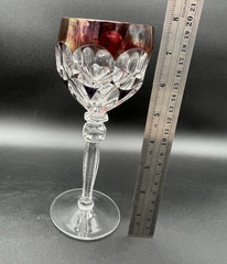 VTG Lausitzer LA16 Ruby Cut to Clear Crystal Hock Wine Glasses 8” Set of 3