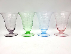 Set if 4 Princess House Crystal Handblown Color FOOTED Dessert Parfait Glasses