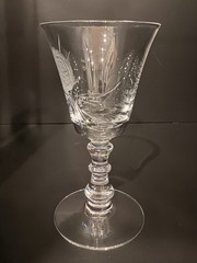 Vintage Fostoria Crystal Claret Wine Glass – Rose (Cut #827) – UV Reactive