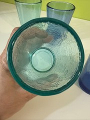 Fire & Light 12oz Tumblers Textured Glass Set Of 4: 2 Aqua And 2 Cobalt