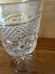 Anchor Hocking Wexford Diamond Point Cut Small Stemmed Drinking Goblet Glasses
