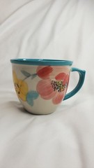The Pioneer Woman Floral Stoneware Coffee Mug Teal Handle Dishwasher Microwave