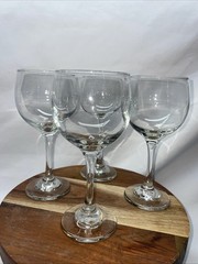 Libbey Teardrop Premier Water Goblets 7” Set of 4 Clear Stemmed Glass Retro