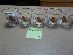 (5) Ring Necked Pheasants glasses 3 1/4″ tall hold 8 oz.