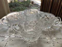 AMERICAN BRILLIANT CUT GLASS HARVARD PATTERN PUNCH CUPS (4) C.1900
