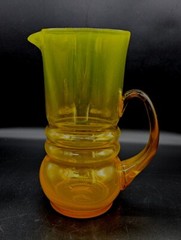 7pc MCM Lucyna Pijaczewska Poland Art Glass Jug Glasses Yellow/Orange *GLOWS