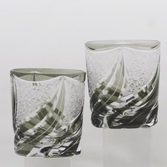 9oz Hand-cut Whisky Gray Flame Crystal Glass Tumbler Gorgeous Kiriko Drinkware
