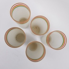 (5) VTG Libbey Fiesta Frosted Red Green Yellow Stripe Collins Cooler Glasses