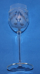 set of 4 etched crystal 7.5″ wine glasses stemware flowers leaves