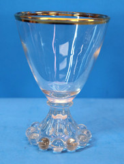 Vtg Anchor Hocking Berwick BOOPIE Footed Cocktail Glass Gold Rim Beaded Base 4″
