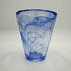Kosta Boda Mine Blue Swirl Drinking Glass Tumbler by Ulrica Hydman Vallien 4.5”H
