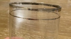 Vintage Tumbler Drinking glasses with gold rim double ringed clear glass