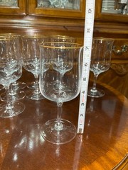 Set of 35 Lenox Crystal Glasses Intrigue Gold Trim 12 Wine 12 Water 11 Champaign