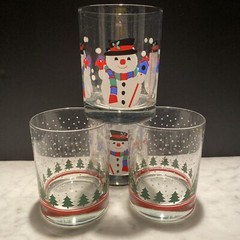 4 Dayton Hudson Marshall Field DOF Glasses Tumbler Snowman Snow Flake Christmas