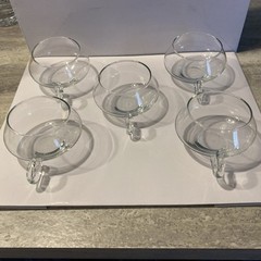 Vintage Set Of 5 Blown Glass Moderno Riekes Criss Crystal Punch Cups