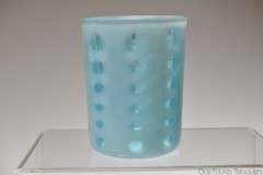 c.1940s – 50s No. 97 EYE DOT by Fenton for Wright BLUE OPAL 3 3/4” H Tumbler
