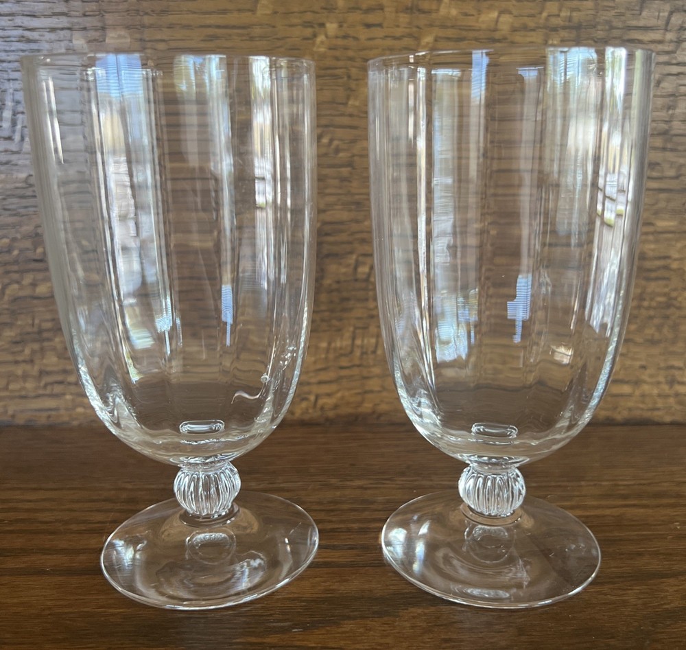 2 Vintage Fostoria Clear (Straight Optic) Water/Tea Glasses 5.75” Stunning!