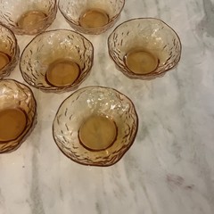 Lot 32 Seneca Glass Morgantown Driftwood Amber Crinkle Texture Glassware