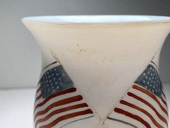 Antique Free Blown Glass Cup Patriotic American Flags Zachary Taylor Ca. 1840’s
