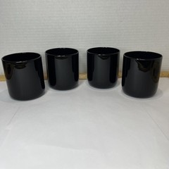 Vintage Libbey Black Amethyst Glass Cups ,Lowball Tumbler Glasses MCM