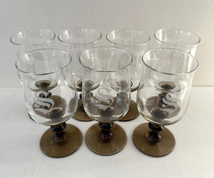 Set of 7 vintage Libbey Premier Tulip Smokey Quartz Glass Goblets 6-1/2″H 12 oz