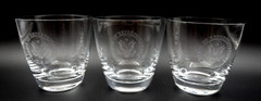 3 VINTAGE FOSTORIA GLASS HOUSE OF REPRESENTATIVES SEAL OLD FASHIONED TUMBLERS