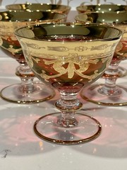 Ruby and Gold Cristallerie Italiane Goblet/Sherbet Compote Serving Dessert Dish