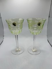 Waterford Simply Lime Cut to Clear Crystal Wine Goblets Excellent New in box