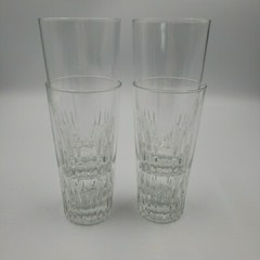 Crystal Highball Glass Tall Tumbler Drinking Cocktails Heavy Bottom Vtg Set of 4