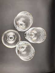 Elegant Crystal Bohemia Import Associates Cascade Gold Rim Set of 4