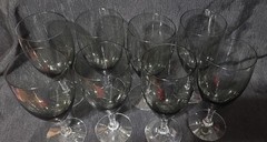 Fostoria Crystal Debutante Vintage Wine 6.75″ Glass Glasses Set of 8 Gray VTG