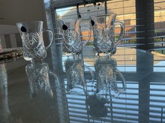NEW 3 Irena Leaded Crystal Demitasse Petite Coffee Cups Three Footed Poland