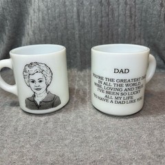 Vintage Milk Glass Coffee Mug Set Greatest Mom & Dad Caricature Design