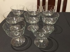 Set of 8 Clear Glass Sherbet, Parfait , Dessert Glasses , Vintage