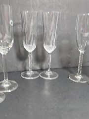 Crystal Champaign Mix Glasses Set Of 7 Princess Cruise 3 Twisted 2 & Diamond 2