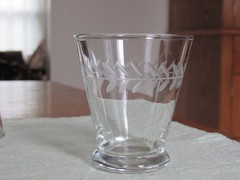Anchor Hocking Laurel Leaf Gray Cut Footed Tumblers – 3″ Shot/Juice – set of 4