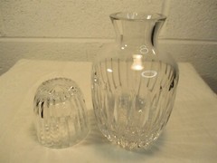 MOSER ??? HEAVY CLEAR CRYSTAL RIBBED DESIGN TUMBLE UP BEDSIDE CRAFTE