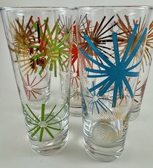 MCM Set 5 ATOMIC ASTERISK Highball Glasses Bartlett Collins Russel Wright