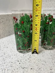 Vintage Georges Briard Christmas Holiday Holly Berry High Ball Glasses Set of 6