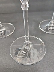 4 Vintage Mikasa Sonata Crystal Water Goblets Wine Glass Platinum Trim Austria